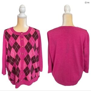 Talbots Argyle Perfect Merino Wool Cardigan